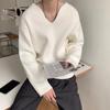 Autumn and Winter Solid Color V-neck Padded Sweaters, Men's and Women's Casual Short, Cold, Neutral, Loose Bottoms, Knit Tops