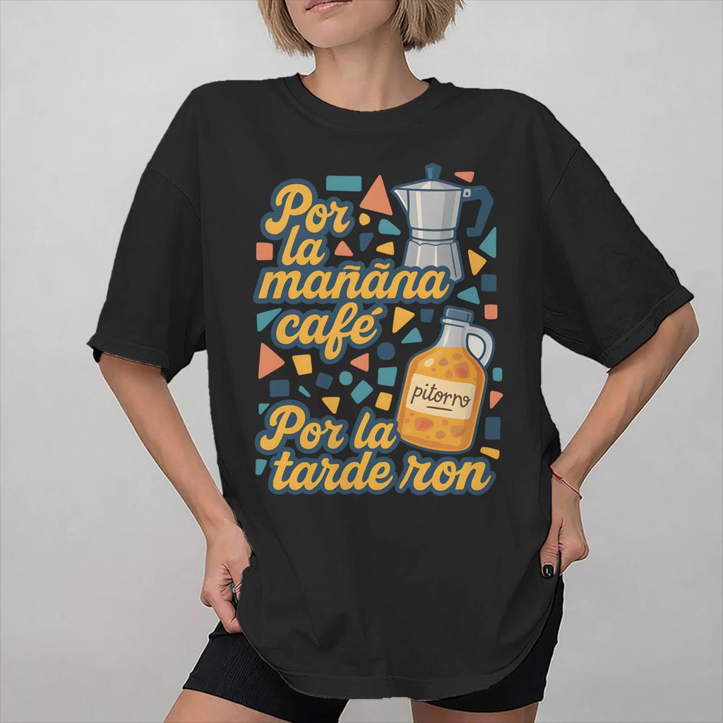 Por la Unisexana cafe por la tarde ron Tee Shirt for Unisex Women Graphic Print T Shirts Cotton Clothes