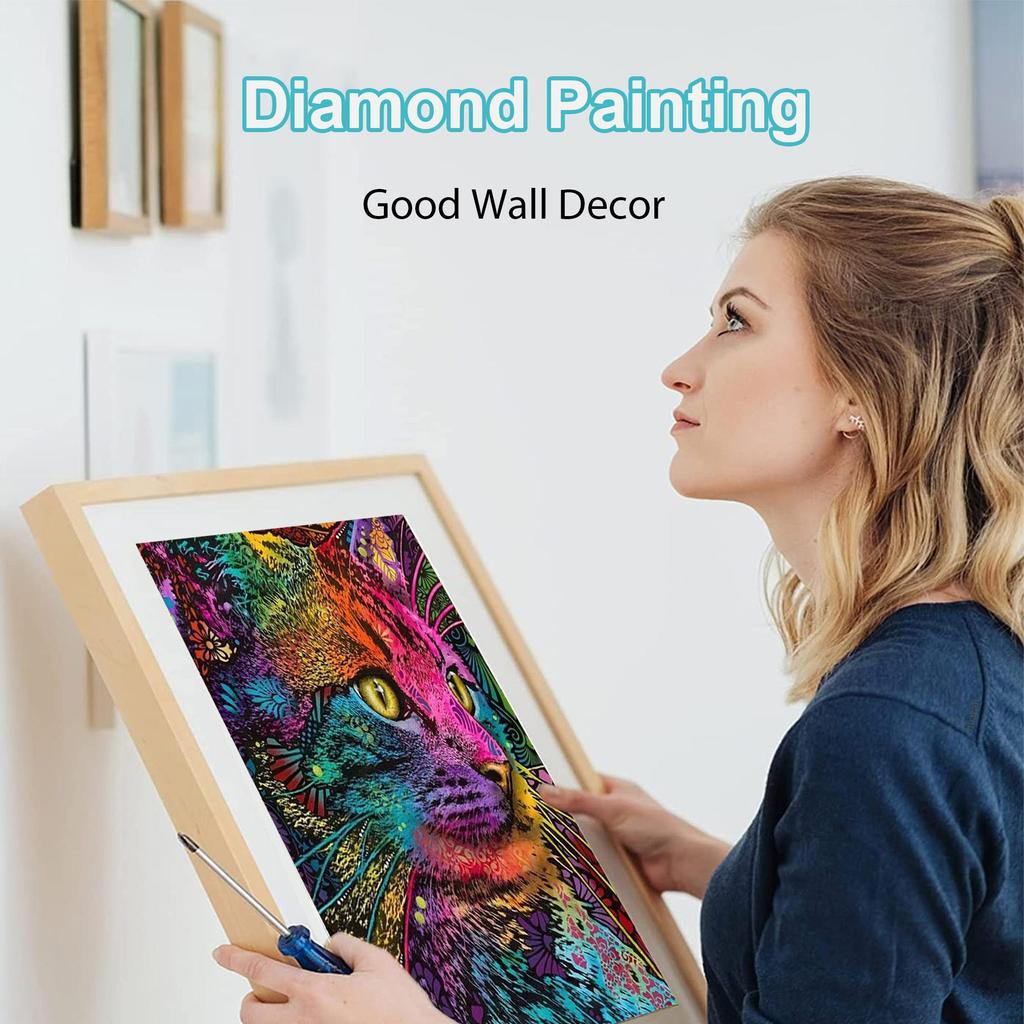 huacan Алмазная картина DIY Kit Кошка Картина Полный круглый дрель Мозаика Картины животных Вышивка Домашний декор