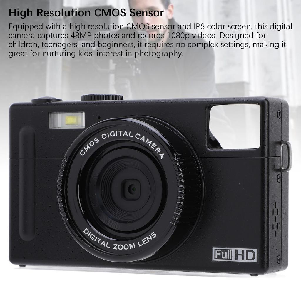 Цифровая камера для подростков 48MP 1080P HD 3-дюймовый IPS экран 16X цифровой зум USB C портативный карманный видео