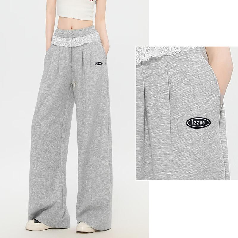 Женские повседневные брюки Izzue It с кружевной отделкой, на кулиске, с широкими штанинами