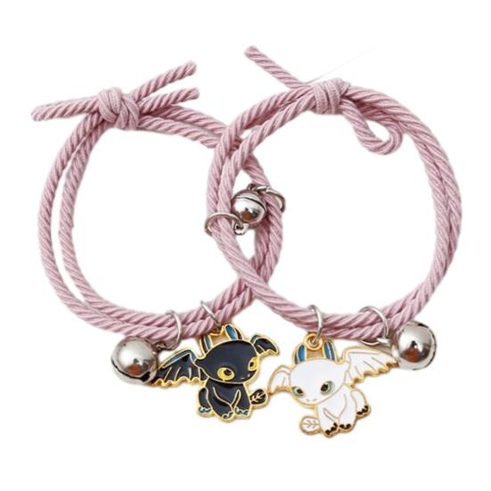 2 шт. женский браслет резинка для волос двойного назначения колокольчик магнитный мультяшный кулон декор высокоэластичный двойной слой противоскользящее кольцо для волос женская повязка для волос конский хвост