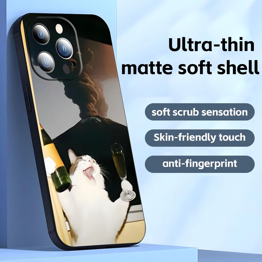 Смешные кошачьи мемы Чехол для телефона Для iPhone17 16 16e 15 14 13 12 11 Plus Mini Pro Max Мягкий черный Ударопрочный чехол