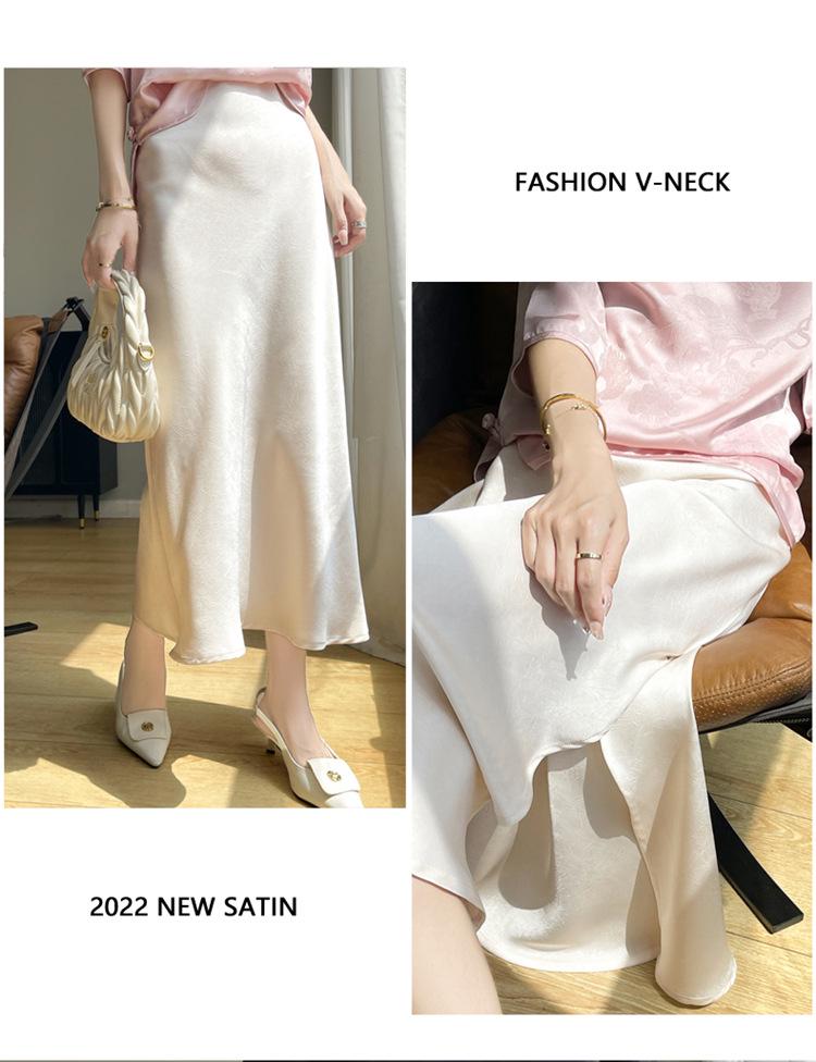 Женская плиссированная юбка-рыбий хвост из высококачественного шелка - лето 2024 г., однотонная, с высокой талией, с разрезом.