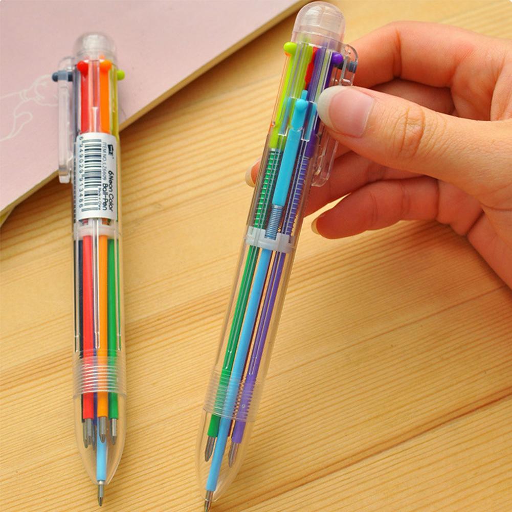 6 In 1 Color Multi Function Ballpoint Pen 0.5mm Novelty Multi-color Children's Gifts Korean Stationery 6 Colours Ball Point Pen