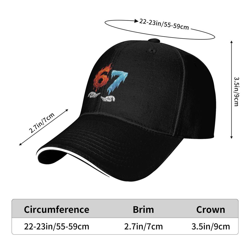 6 7 Meme Six Seven Ice 67 Flames Funny Sun Baseball Cap Summer Fashion Trucker Hat For Men Women Hiking Fishing Baseball Caps