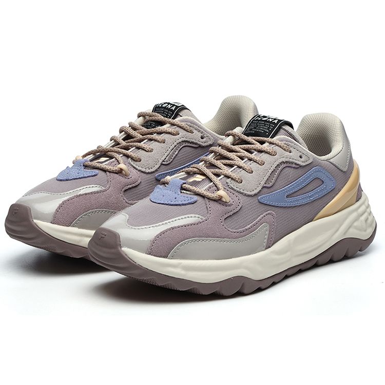 Fila Fabric Two-Layer Cowhide Two-Layer Suede Comfortable Versatile Low-Top Dad Shoes Women Sneaker Purple Gray F12W144159FPP