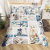 Beach Starfish Duvet Cover Set Queen Blue Cute Ocean Creatures Bedding Set Sea Shells Starfish Print Tropical Comforter Cover