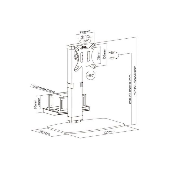 Aisens Soporte de Mesa Eco Giratorio/Inclinable para Monitor/TV/Mini PC 17"-32" VESA 100x100 Máx 8Kg