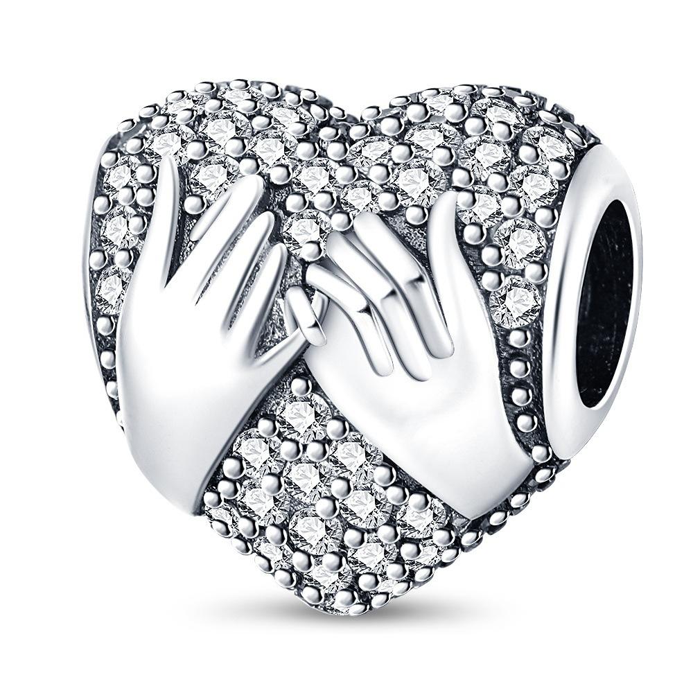 S925 Silver DIY Heart Shaped Charm Pendant Beads For Handmade Necklace Bracelet Jewelry Making Accessories