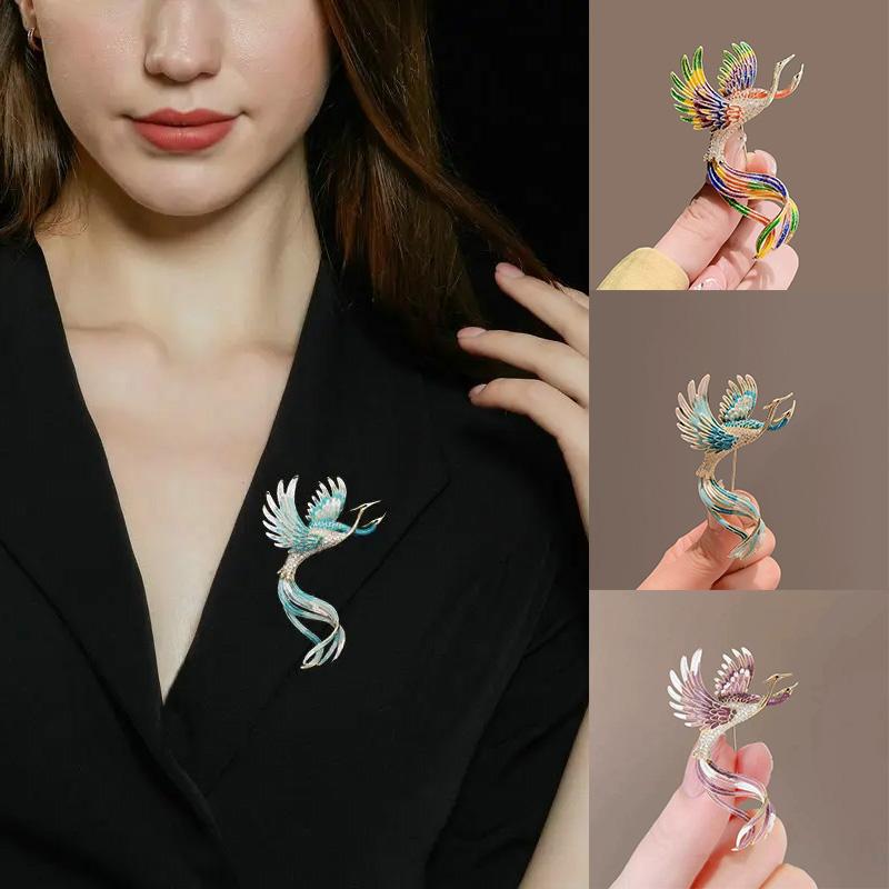 1 шт. Ювелирные аксессуары для женщин Одежда Пальто Многоцветная Летающий Феникс Изысканная Брошь Булавка Птица Корсаж