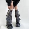 Fashion Drawstring Cargo Leg Warmers for Women Harajuku Side Double Striped Baggy Leg Covers Footless Socks Streetwear