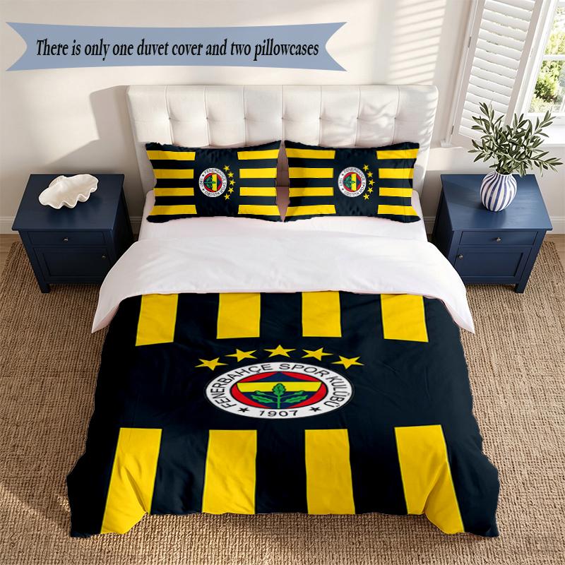 Fenerbahce SK 3‑Piece Bedding Set Soft Microfiber Duvet Cover Pillowcases Comfortable Bed Linen for Bedroom Decoration