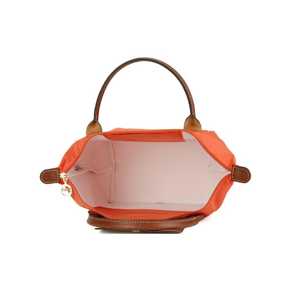 Longchamp Le Pliage Original Минималистичная сумка-тоут на каждый день с тиснением логотипа из нейлонового холста и кожи Форма пельменя Маленькая женская сумка-тоут Оранжевый 1621089P85