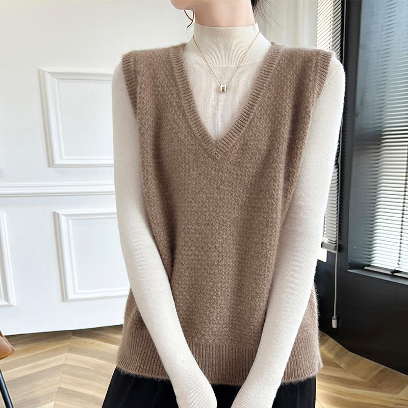 Женский кашемировый жилет Qinghe Cashmere 30% кашемир 70% шерсть осенне-зимний кашемировый жилет мягкий и теплый