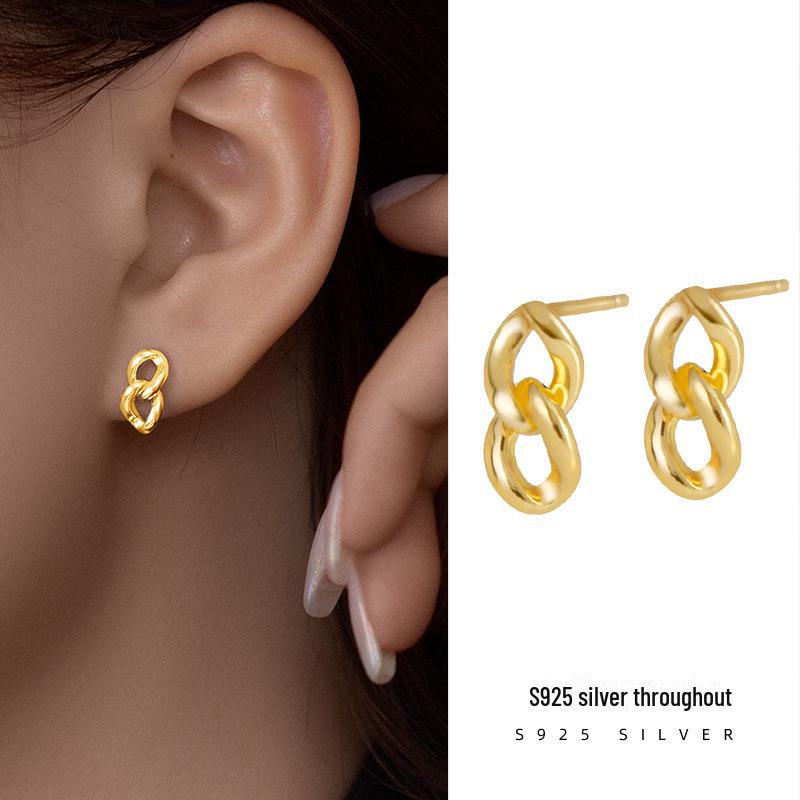 Banyan Tree S925 Silver Korean Chain Earrings - Simple, Fashionable Female Star-Inspired Design