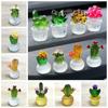 Transparent Fleshy Mini Cactus Figurines Cartoon Simulated Cactus Desktop Ornament