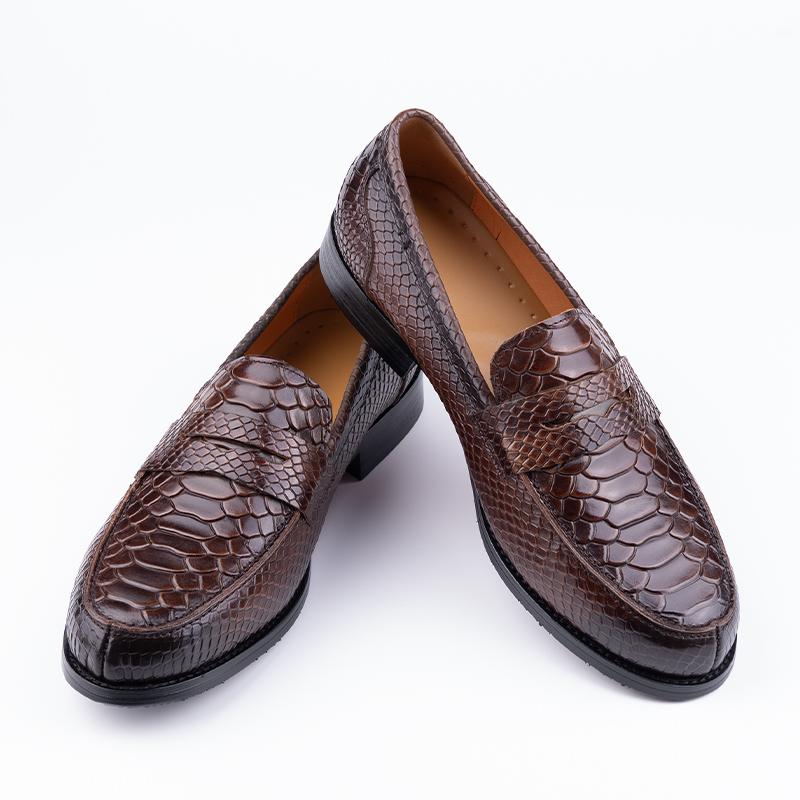 Fashion Popular Men Loafers Fashion Snake Pattern Leather Shoes Driving Footwear Handcraft Customized Comfortable Business Shoes Leather