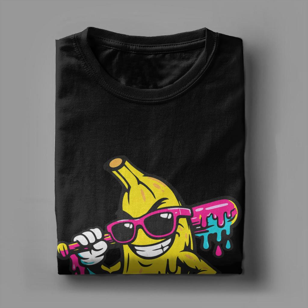 Vintage Banana Funny Baseball TShirt Unisex Crewneck Pure Cotton T Shirts Short Sleeve Tees Printed Tops