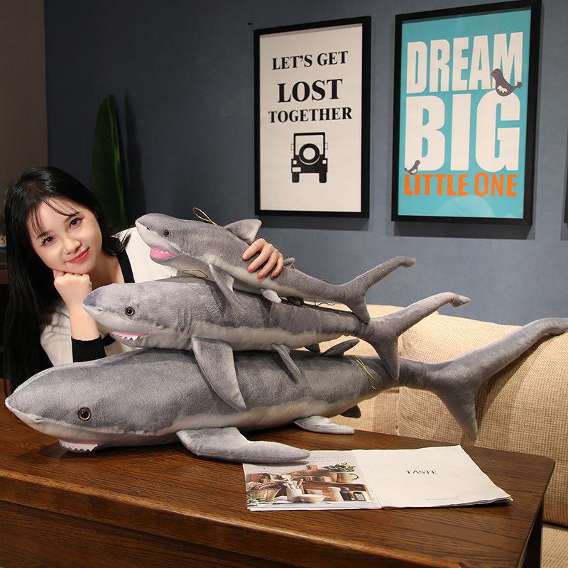 Милая игрушка-акула, плюшевая игрушка, кукла-белая акула для аквариума, успокаивающая тряпичная кукла, подарок для мальчика