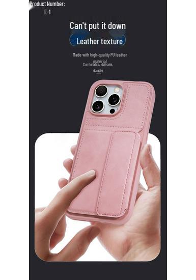 Ультратонкий кожаный чехол для iPhone 17 Pro Max с держателем для карт и подставкой