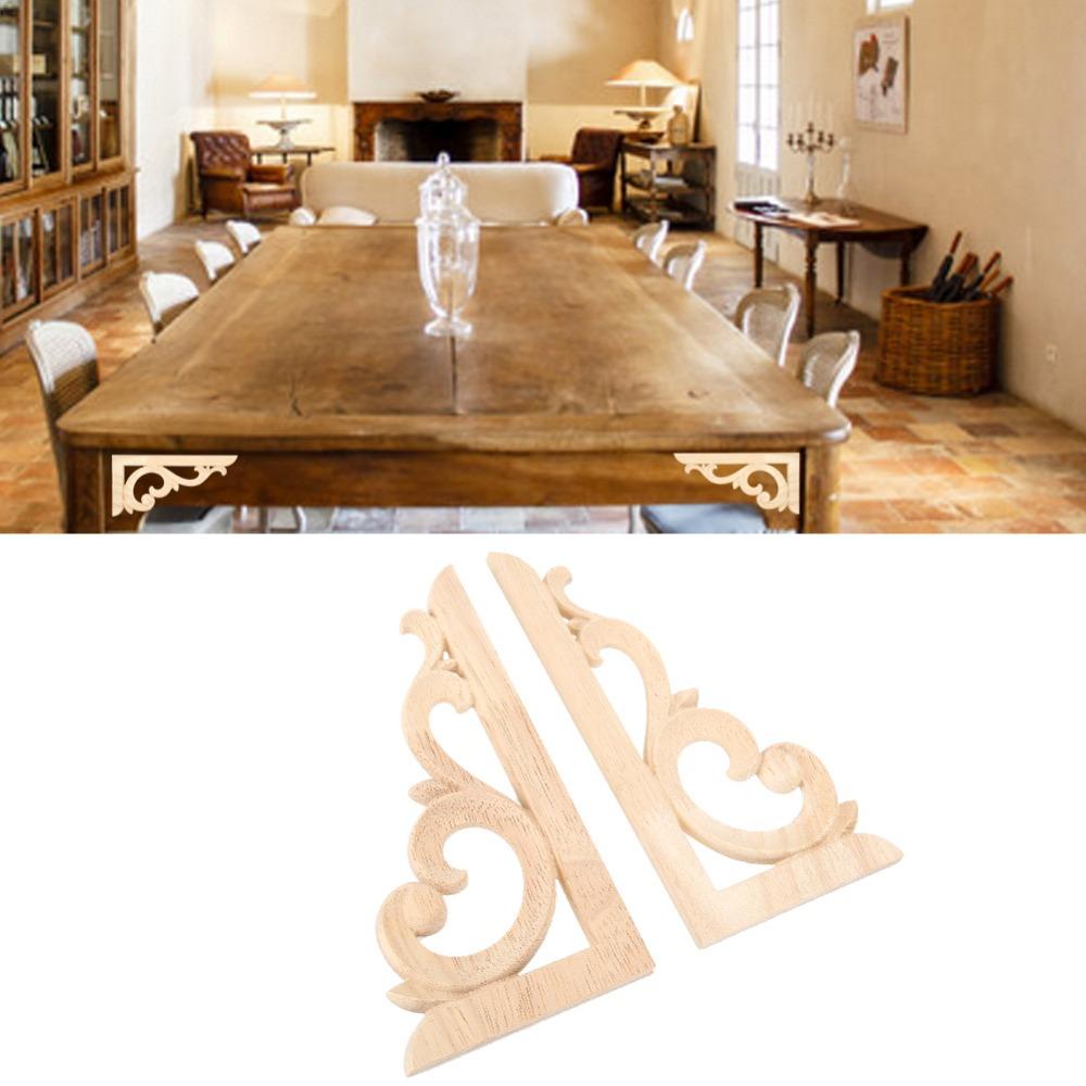2pcs Wood Carving European style wood onlay 7.1x3.5 in DIY wood corner ornament Cabinet decoration