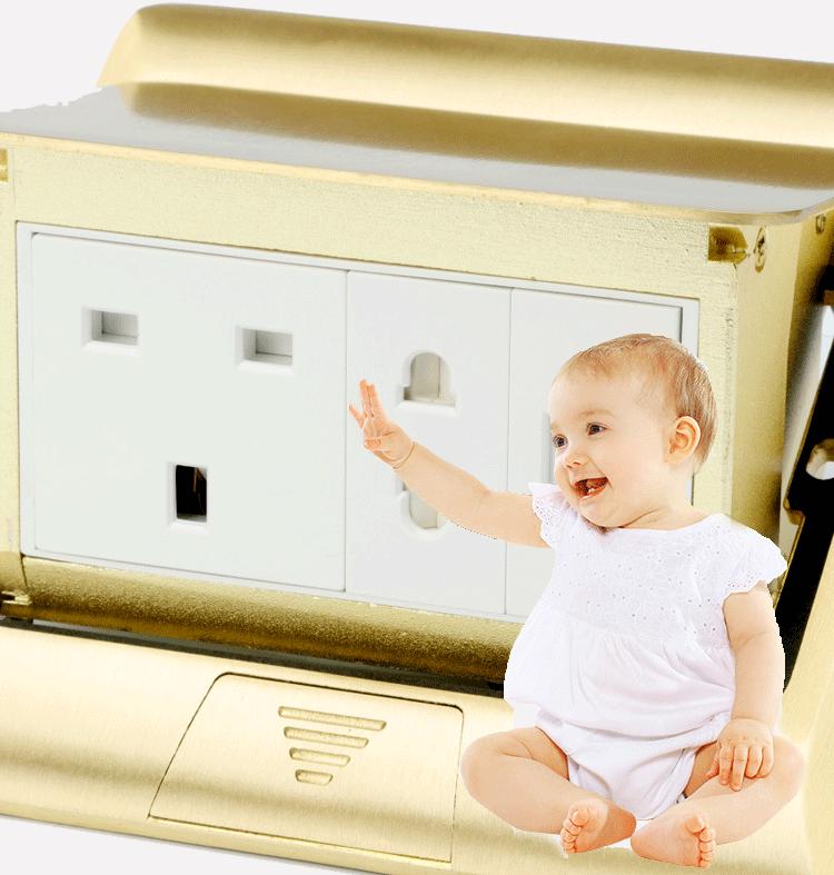 Dual USB Floor Socket with Copper Gold Pop-Up Design - German, British, and European Standards
