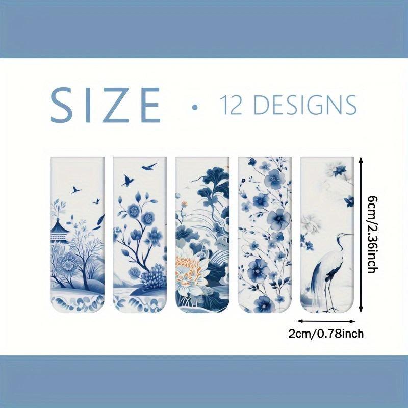 12 шт. Стильные магнитные закладки с различными узорами Магнитные закладки для чтения Маркер для страниц