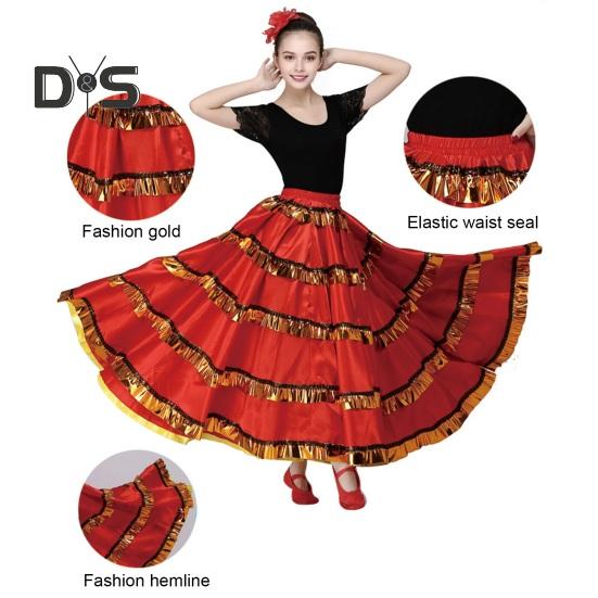 Женская макси-юбка с эластичной резинкой на талии, многослойная юбка-торт, красная, черная, 360-градусная негабаритная юбка, одежда для выступлений на сцене