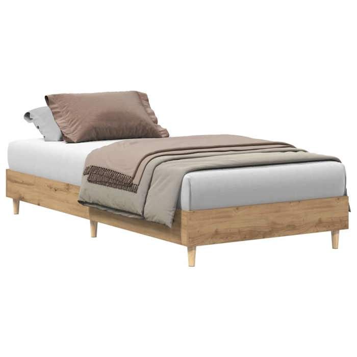 VidaXL Cadre de lit sans matelas chêne artisanal 100x200 cm, meuble de chambre à coucher, sommier, lit simple, lit, châlit, 861047
