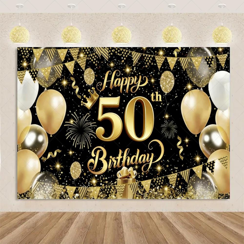 Декор для вечеринки в честь 50-летия Фон-сюрприз Цветной Блестящий Воздушный Шар Торт Подарок Баннер Семья Счастливый Фотостудия Реквизит