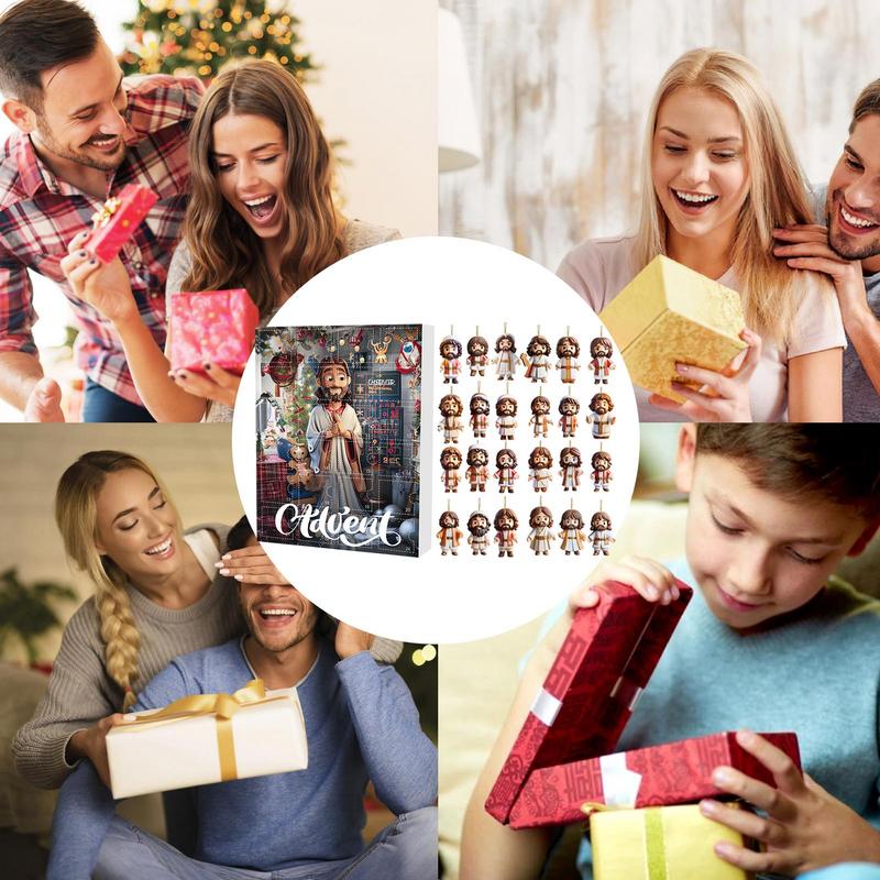 Nativity Advent Calendar 2D Nativity Scene Story Calendar Acrylic Christmas Tree Decorations Backpack Pendant Advent Calendar