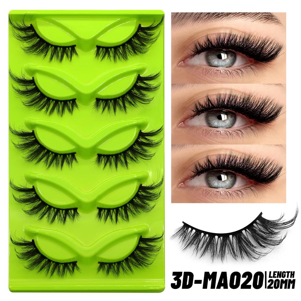 Кошачьи ресницы, 5 пар, искусственные норковые ресницы, естественный вид, пушистые, мягкие, тонкие, крестообразные, сплошные полоски, наращивание ресниц