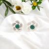Зеленый Оникс Драгоценный Камень 925 Стерлинговое Серебро Ручная Работа Женские Ювелирные Изделия Серьги 0,5" EE-157-16