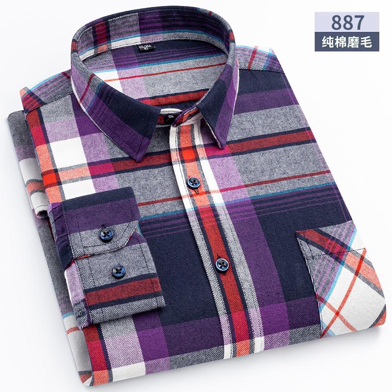 Свободная мужская клетчатая рубашка S~6XL, с длинным рукавом, на осень-весну, мягкая, стандартного кроя, 100% хлопок, байковая, повседневная одежда для мужчин