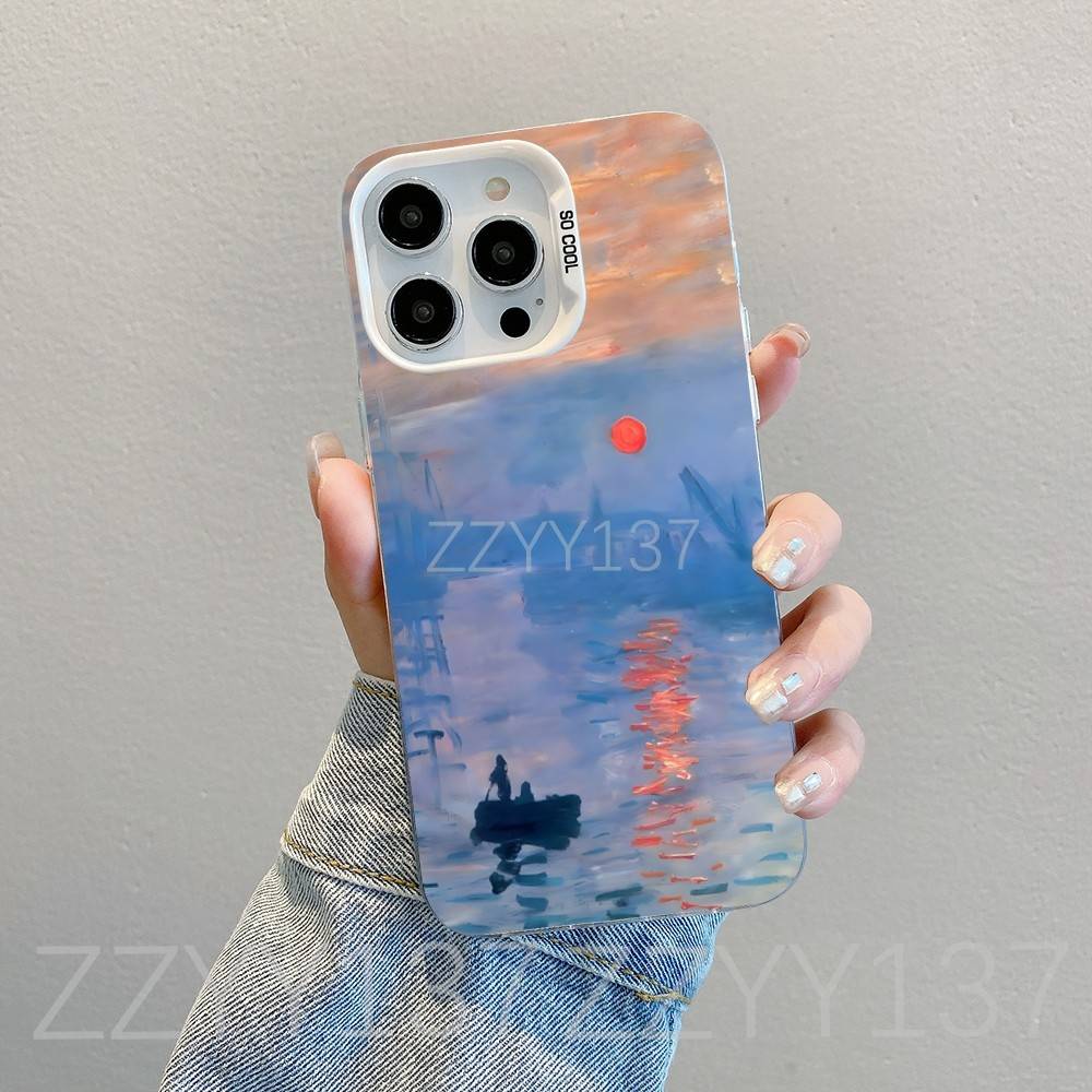 Paintings Monet Claudes Phone Case For iPhone 16,15,14,13,12,11,8,7,Pro,Max,Plus,Mini,XS,SE White Candy Matte Shockproof Cover