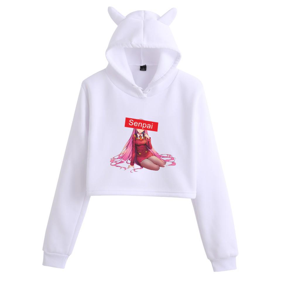 Женский укороченный худи Zero Two Darling in the Franxx с кошачьими ушками