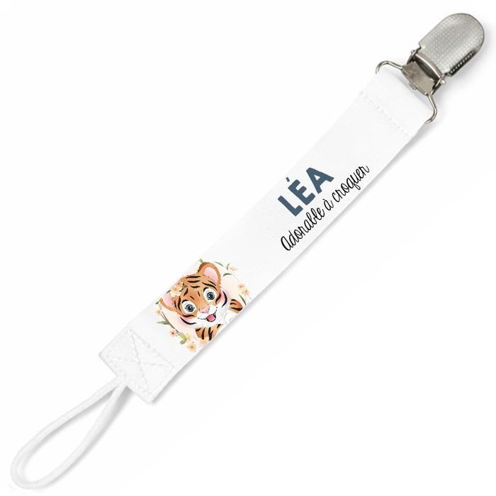 Planetee Attache tétine pour prénom LEA adorable à croquer Tigre | Attache sucette cadeau naissance