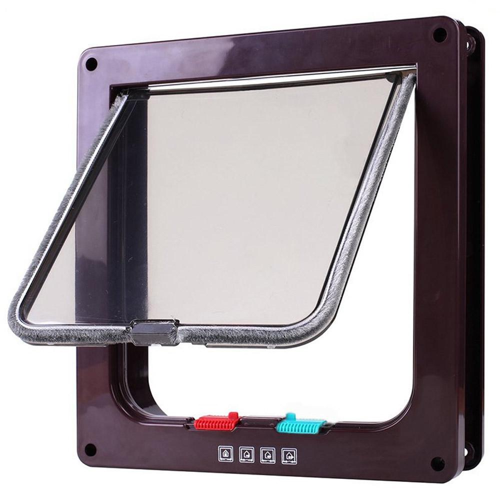 Откидная дверь для кошек с 4-сторонним замком безопасности, откидная дверь для собак, кошек, котят, АБС-пластик, комплект маленьких ворот для домашних животных, откидные двери для кошек и собак