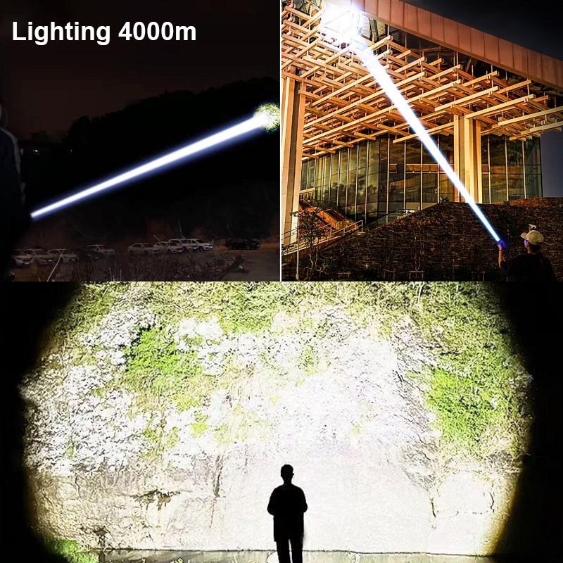 2025 Мощный светодиодный фонарик Портативный уличный аварийный фонарь Супер Яркий дальний выстрел 1000 м Перезаряжаемый зум-фонарь