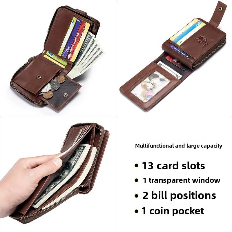Бренд 100% коровья кожа RFID защита от кражи кисть горизонтальный кошелек ретро роскошный мужской короткий кошелек многослотовый кошелек для монет