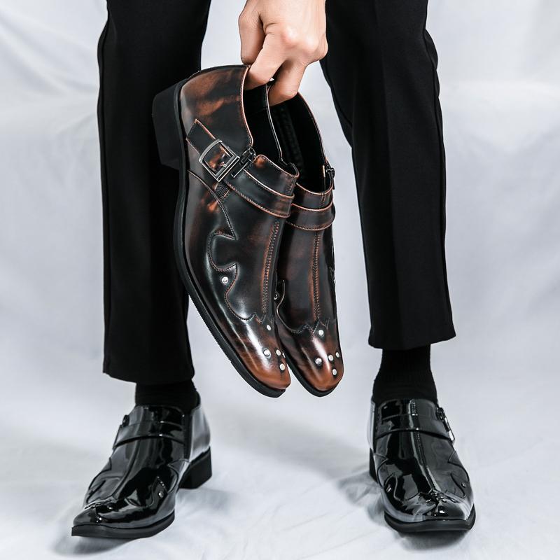 Fashion Men Formal Shoes with Black Brown Side Buckles Designed By Business Office Designers Fashionable Loafers Sizes 38-46 Men Shoes