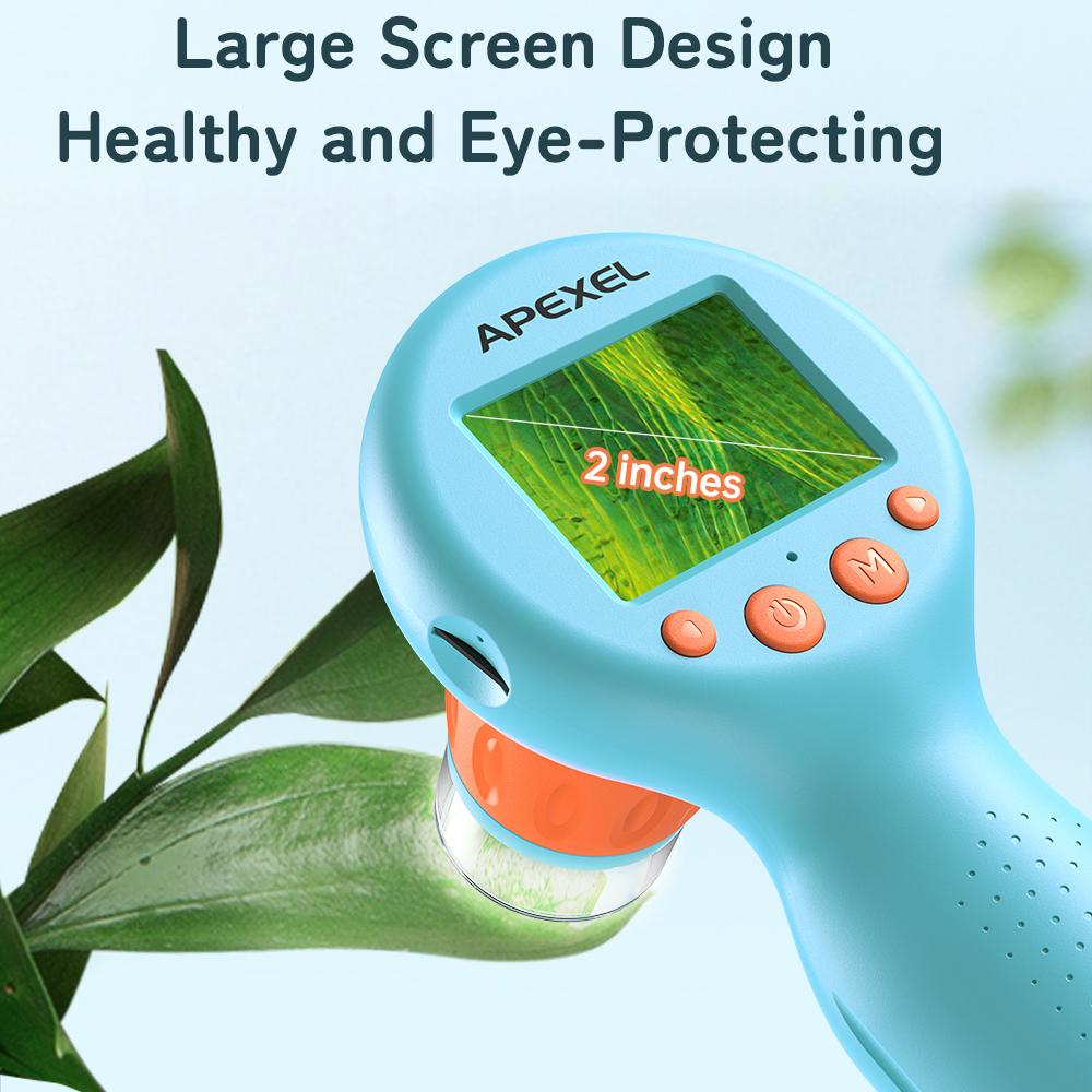 APEXEL APL-MS201 Детский портативный цифровой микроскоп с камерой 2 МП фото 720P видео 2,0 дюйма IPS