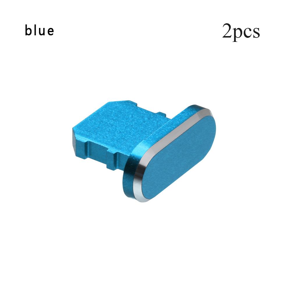 2pcs Portable Aluminium Alloy Phone Accessories Dock Anti Dust Plug Port Cap Metal Stopper