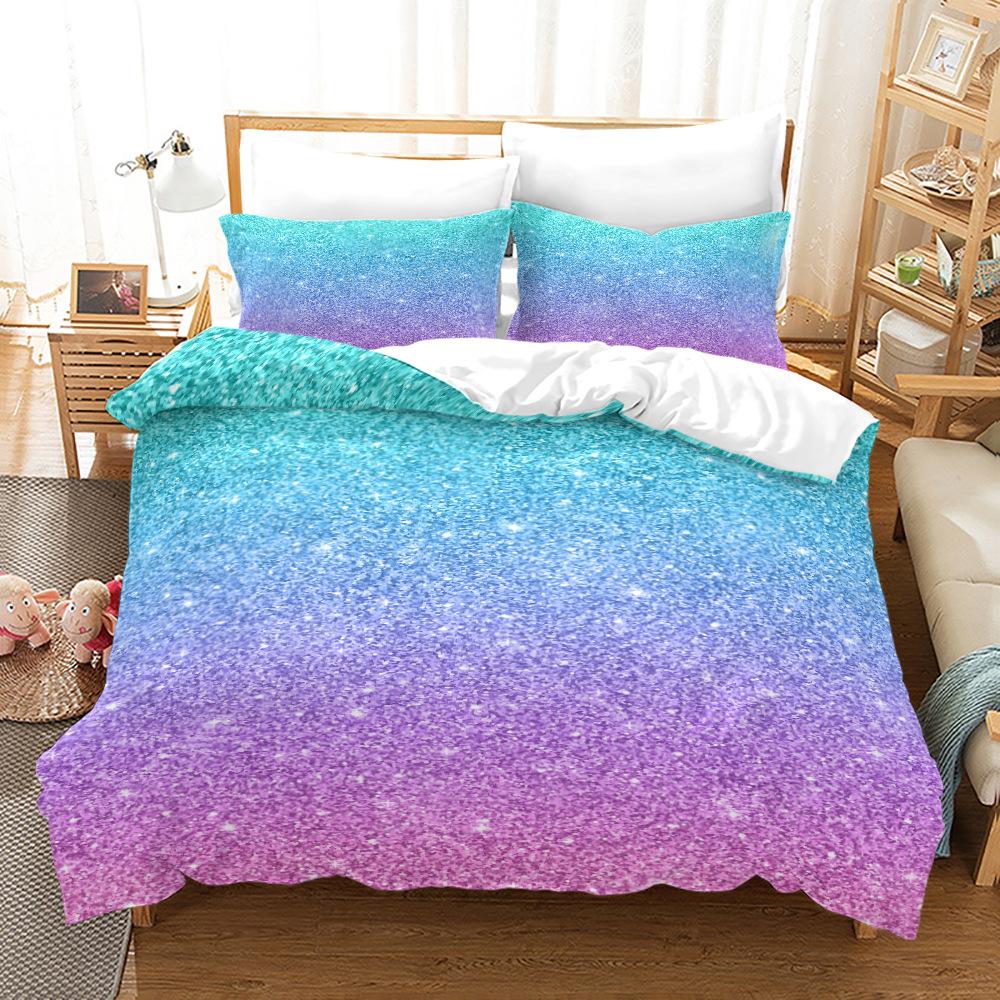Комплект постельного белья с 3D звездой, блестящий пуховый пододеяльник, наволочка 2/3, праздничный подарок, AU210 * 240, полный размер, быстросохнущий мягкий домашний текстиль