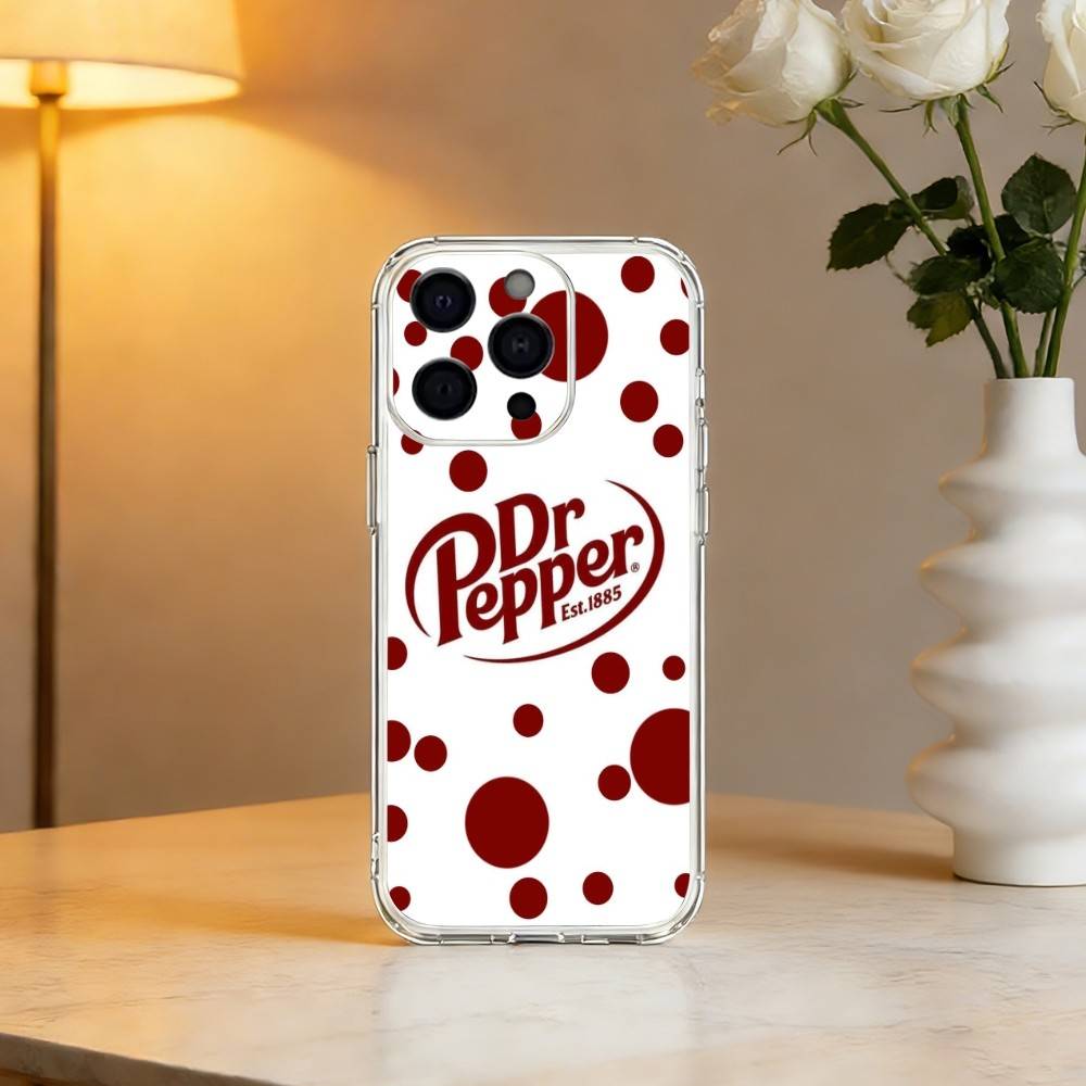Бренд вишневого напитка D-Dr P-Pepper Чехол для телефона для iPhone 17 16 15 14 13 12 11 Mini Pro Max Plus Прозрачная крышка