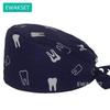 New Dental Scrub Cap for Woman Man Teeth Printed 100% Cotton Surgery Hat Nurse Nursing Medical Hats Dentist Clinic Surgical Caps