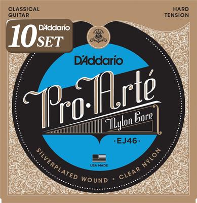 Классическая гитара ProArte Струны D'Addario, Серебристые/Прозрачные Жесткие, EJ46, Упаковка 10 шт.