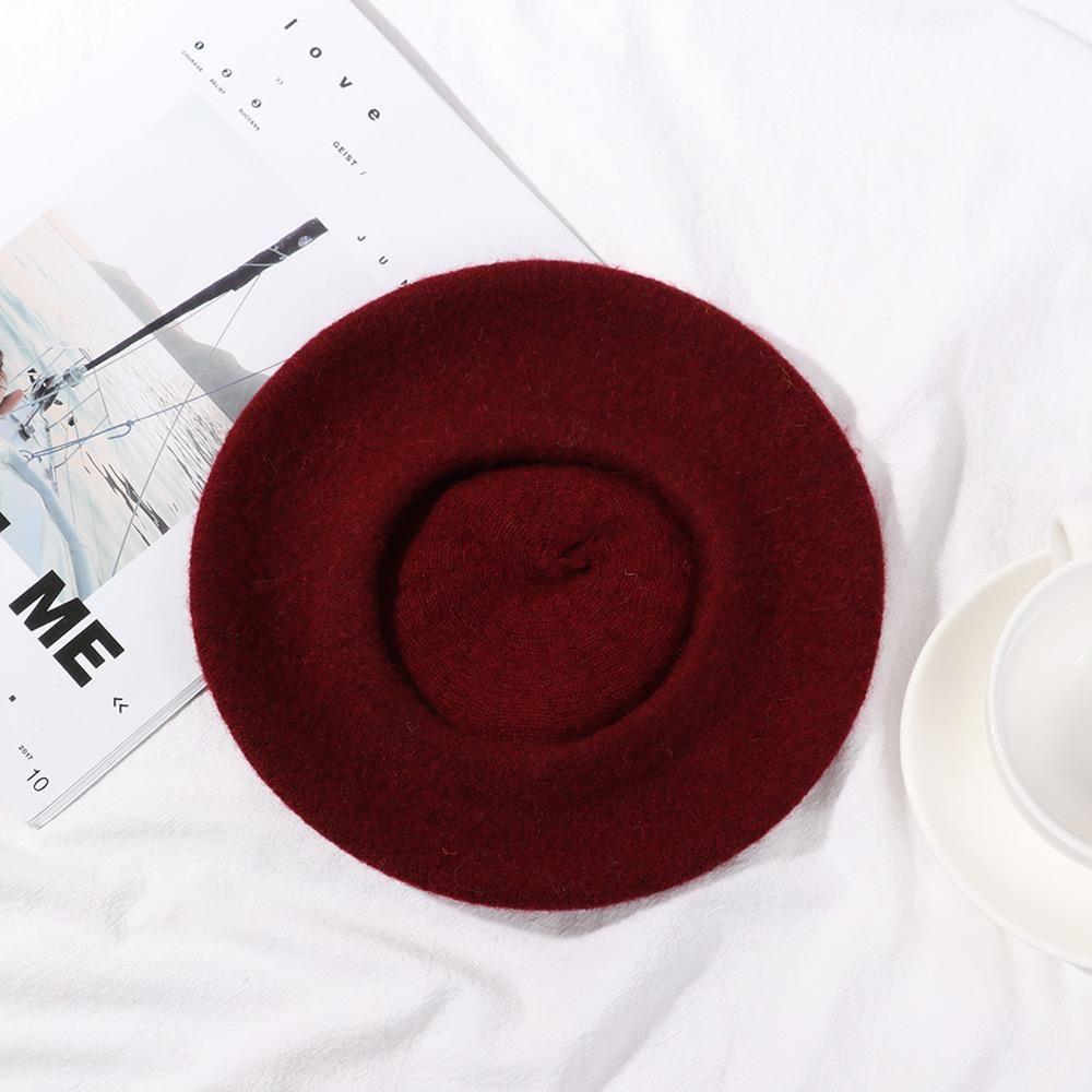 Однотонная шапка-бини Зимняя теплая Осенняя шляпа Фетровые береты Шерстяной берет Шапка Тыква Фетровый головной убор