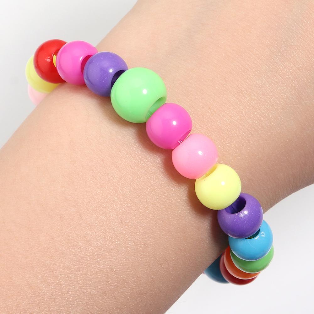 50pcs/bag Colorful Acrylic Beads Big Hole Beads For DIY Jewelry Making Bracelet Necklace Accessories Round Opaque Spacer Beads